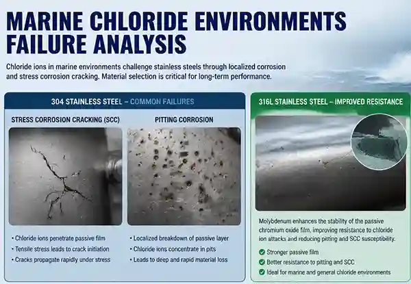 304 vs 316L Marine Chloride Environments Failure Analysis 304 vs 316L Marine Chloride Environments Failure Analysis