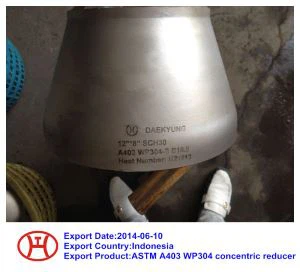 Redutor concêntrico ASTM A 403  WP 304